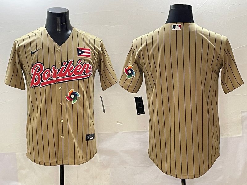 Men Puerto Rico Blank Brown Stripe Joint Name 2025 Nike MLB Jersey style 3->atlanta braves->MLB Jersey